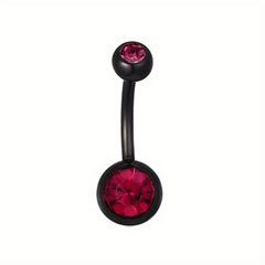 14GA Titanium Steel Double CZ Barbell Belly Button Ring