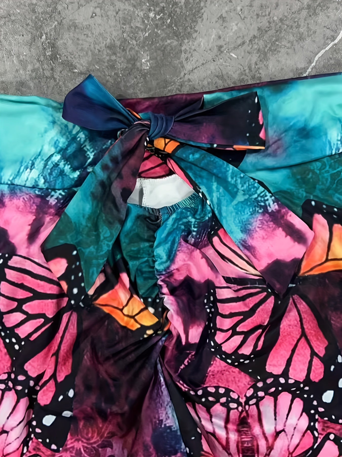  Tie Dye Butterfly Print High Rise Leggings