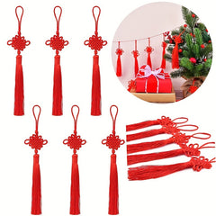 6pcs Red Chinese Knot Lanyard Tassels Hand Woven Pendant