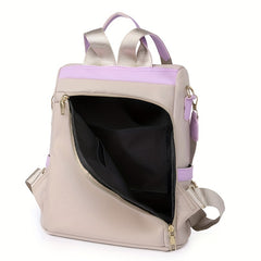 Oxford Cloth Backpack Purse Studded Decor Convertible Shoulder Bag