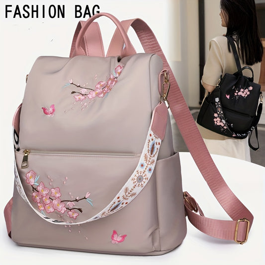 Autumn Ethnic Embroidered Oxford Backpack for Travel