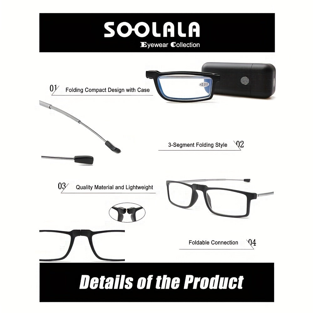 SOOLALA Light Blocking Reading Glasses with Hard Case
