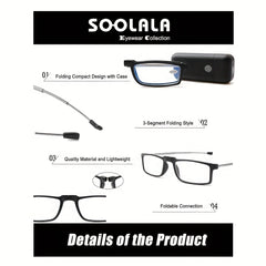 SOOLALA Light Blocking Reading Glasses with Hard Case