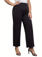  Solid Wide Leg Pants Women's Plus Wide Leg Pants