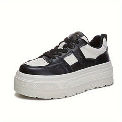 Women's Outdoor Skate Shoes Non-slip Solid Thick Bottom Lace Up Footwear