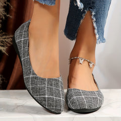 Plaid Pattern Slip On Flat Shoes for Women