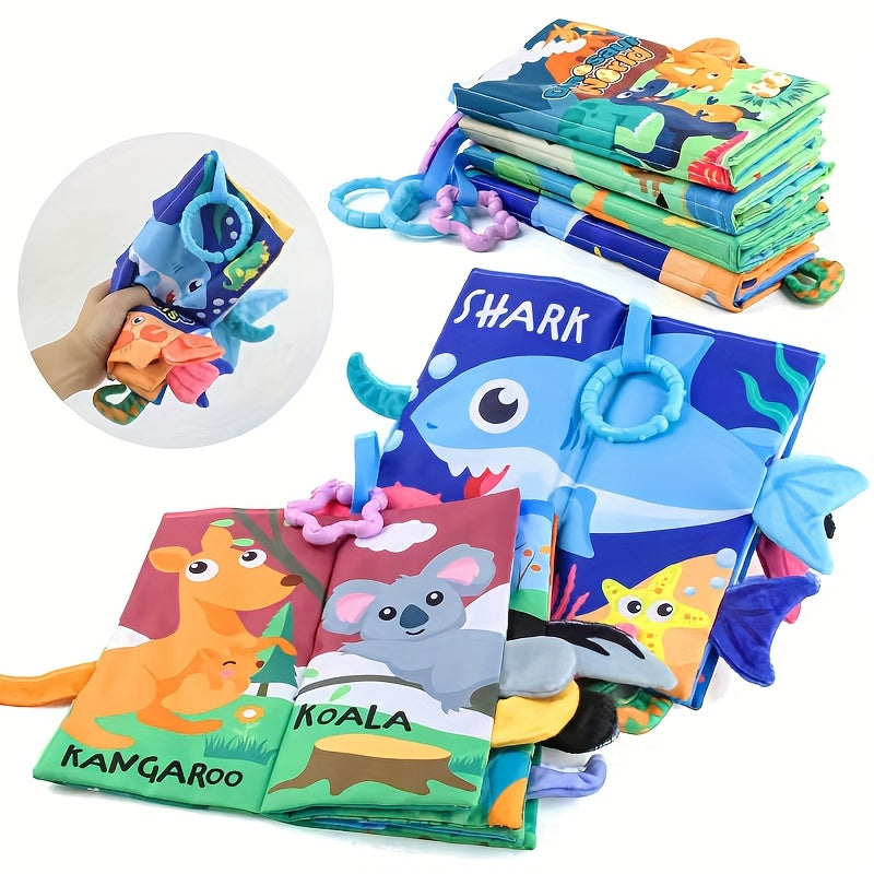 Interactive Animal Tail Cloth Book for Toddlers 0-3 Years