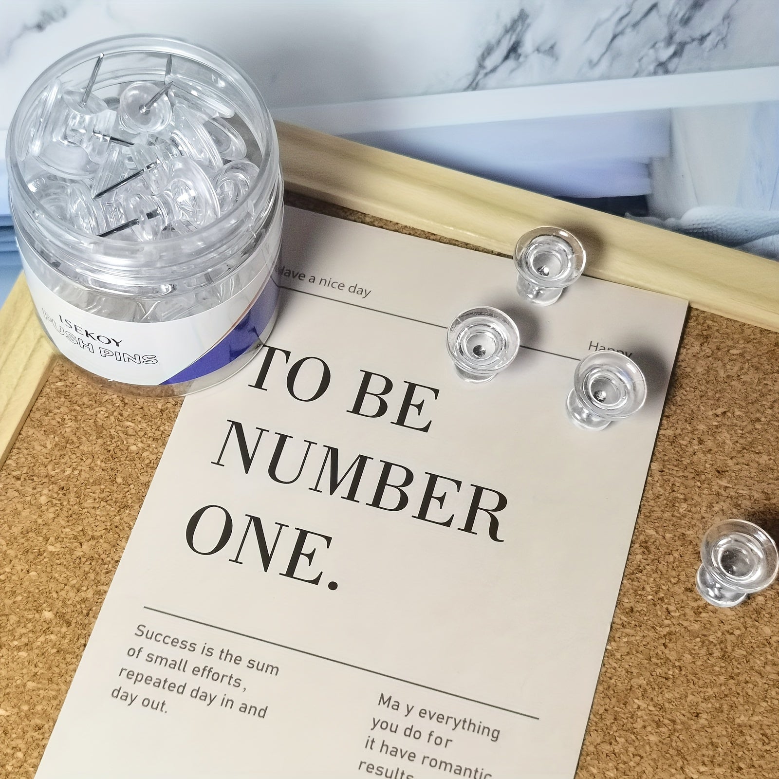30 Clear Large Push Pins for Cork Board Bulletin Board Wall Thumb Tacks Long