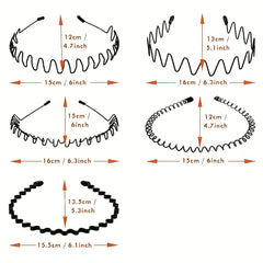5pcs Elastic Wavy Spring Wave Hair Band Metal Hair Hoop Sport Hair Band