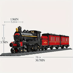 1106pcs Steam Train Building Blocks Model & Red Carriage Set