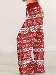  Boho Pants Women's Plus Allover Print Wide Leg Trousers
