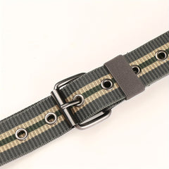 Striped Pattern Square Buckle Casual Belt For Daily Life Nylon Canvas