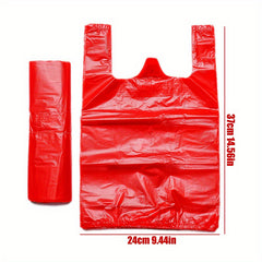 100pcs Red Supermarket Shopping Bags Takeaway Bags Convenience Bags