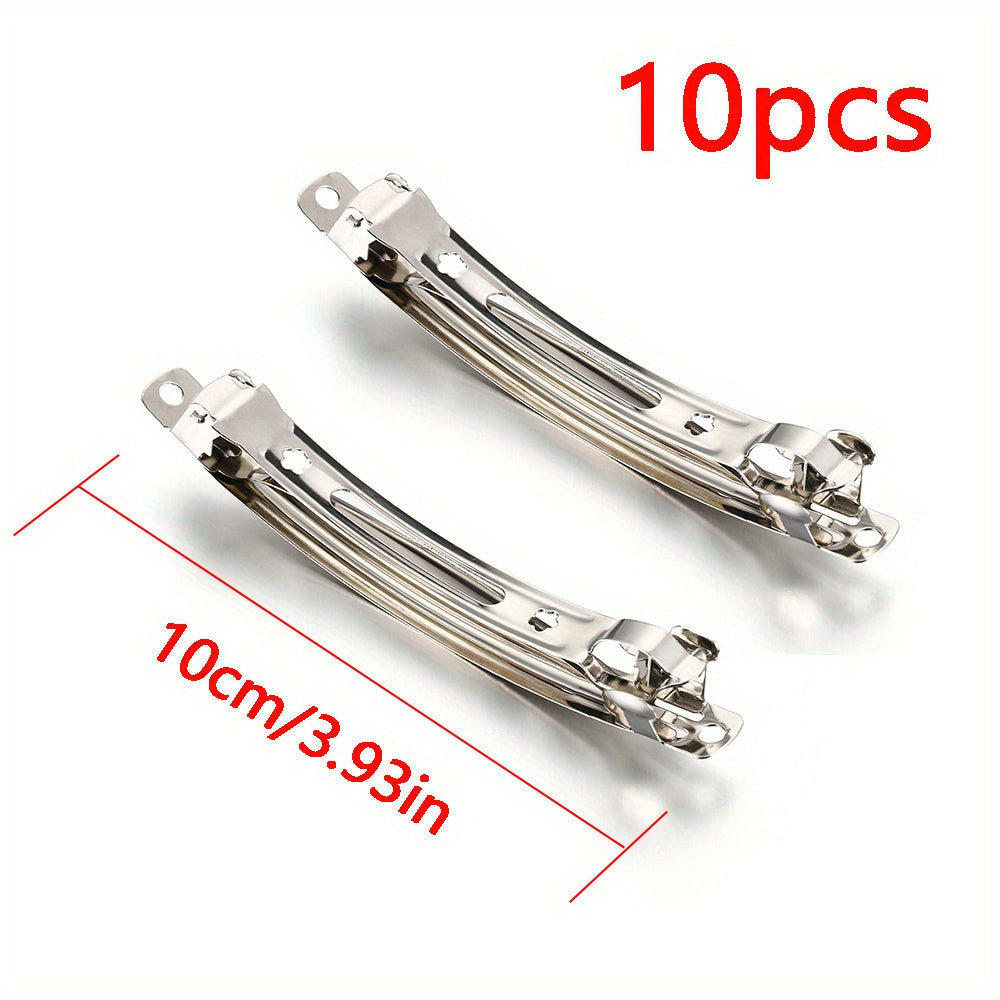 10pcs Silver Metal Spring Hair Clips Hairpin Base DIY Jewelry Making Barrettes