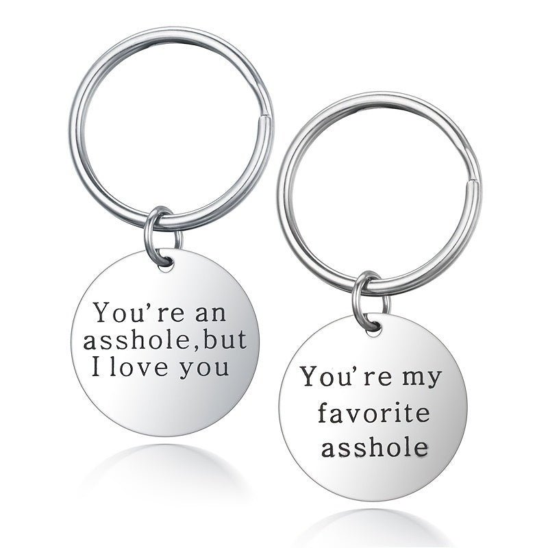 Stainless Steel Couple Keychain Men Women