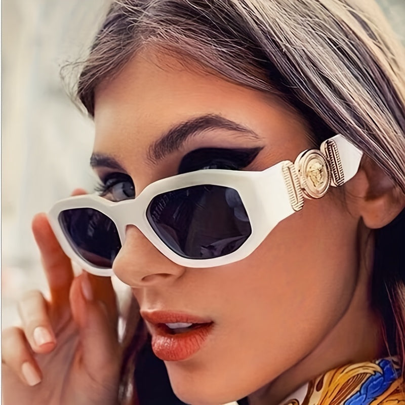 Vintage Rectangle Sunglasses Retro Hexagon Shades UV Protection
