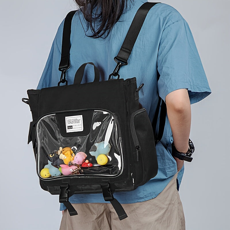 Solid Girl Backpack To School Transparent Pocket Backpack PVC School Bag
