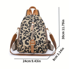 Leopard Flap Backpack Purse Women's Zipper Front Travel Daypack