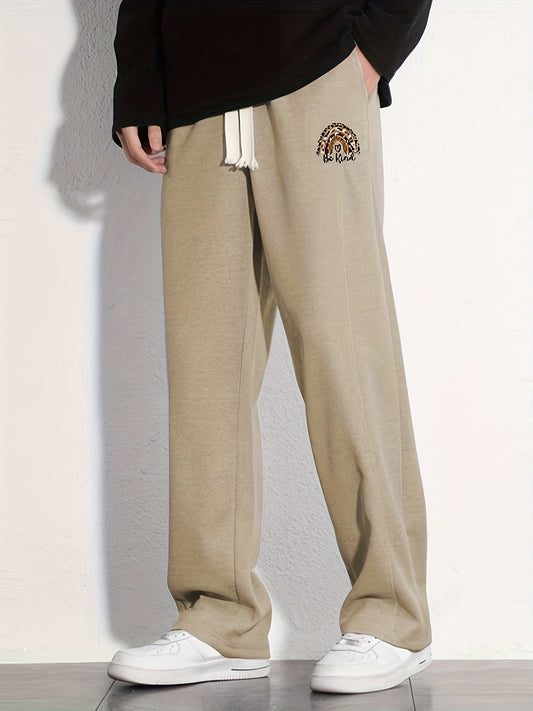 Men's Solid Loose Fit Cotton Sweatpants with Drawstring