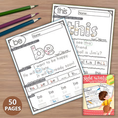 Sight Words Worksheets Fry 1-100 High Frequency Words Fun Learning 50 Pages