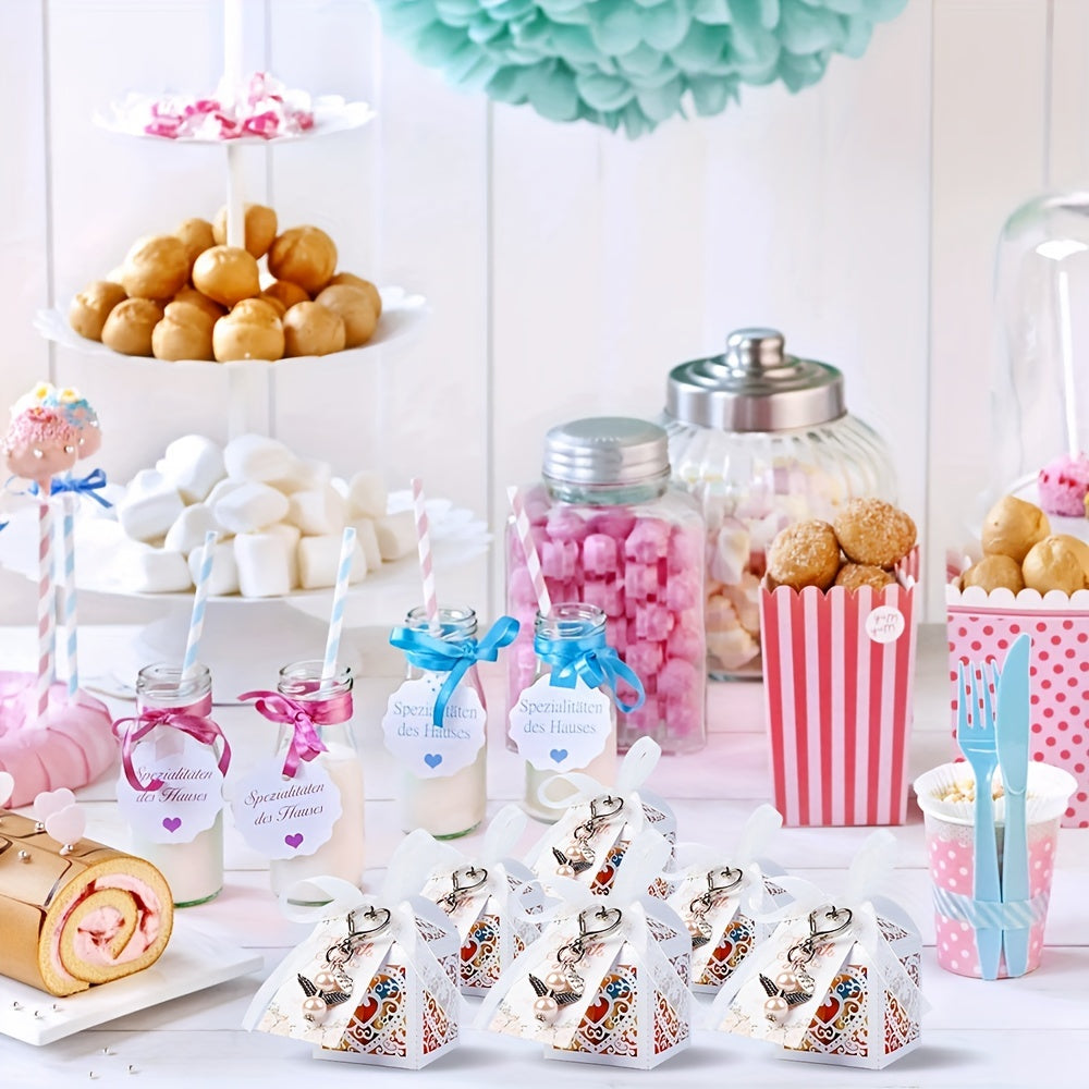 12pcs Angel Keychain Favors with Thank You Cards