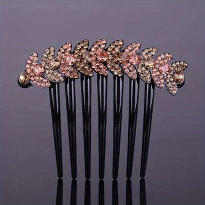 Vintage Rhinestone Crystal Headwear Flower Hair Side Comb Hairpin