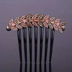 Vintage Rhinestone Crystal Headwear Flower Hair Side Comb Hairpin