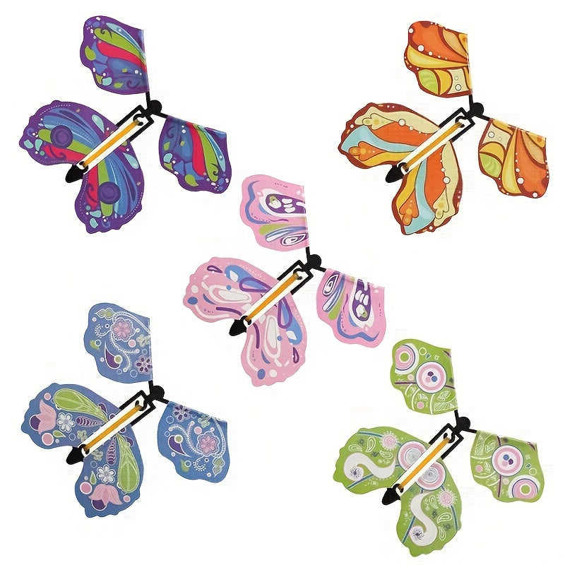 8pcs Magic Flying Butterfly Rubber Band Powered Surprise Boxes
