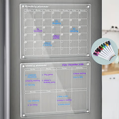 Acrylic Magnetic Calendar for Refrigerator with Marker Pen
