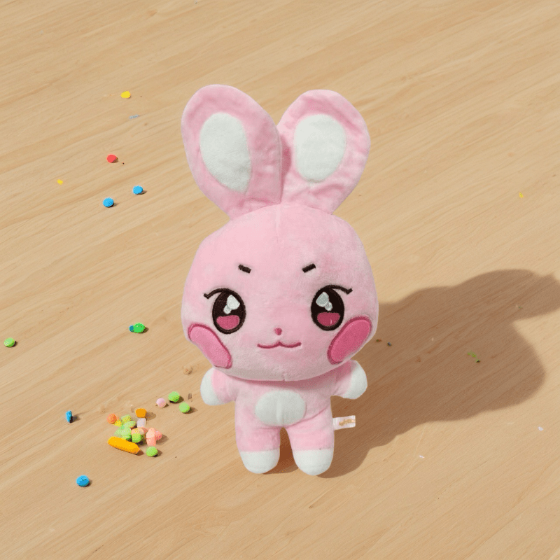 Anime Bunny Plush Doll with Expressive Eyes & Fluffy Ears in Pastel Colors