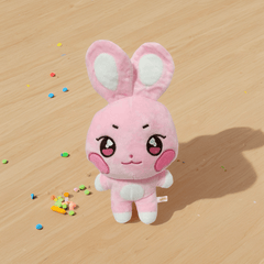 Anime Bunny Plush Doll with Expressive Eyes & Fluffy Ears in Pastel Colors