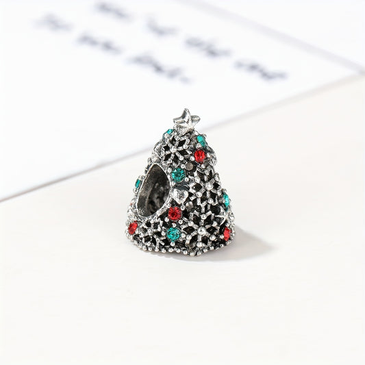 Vintage Christmas Tree Inlaid Rhinestone Charm for DIY Bracelets Necklaces