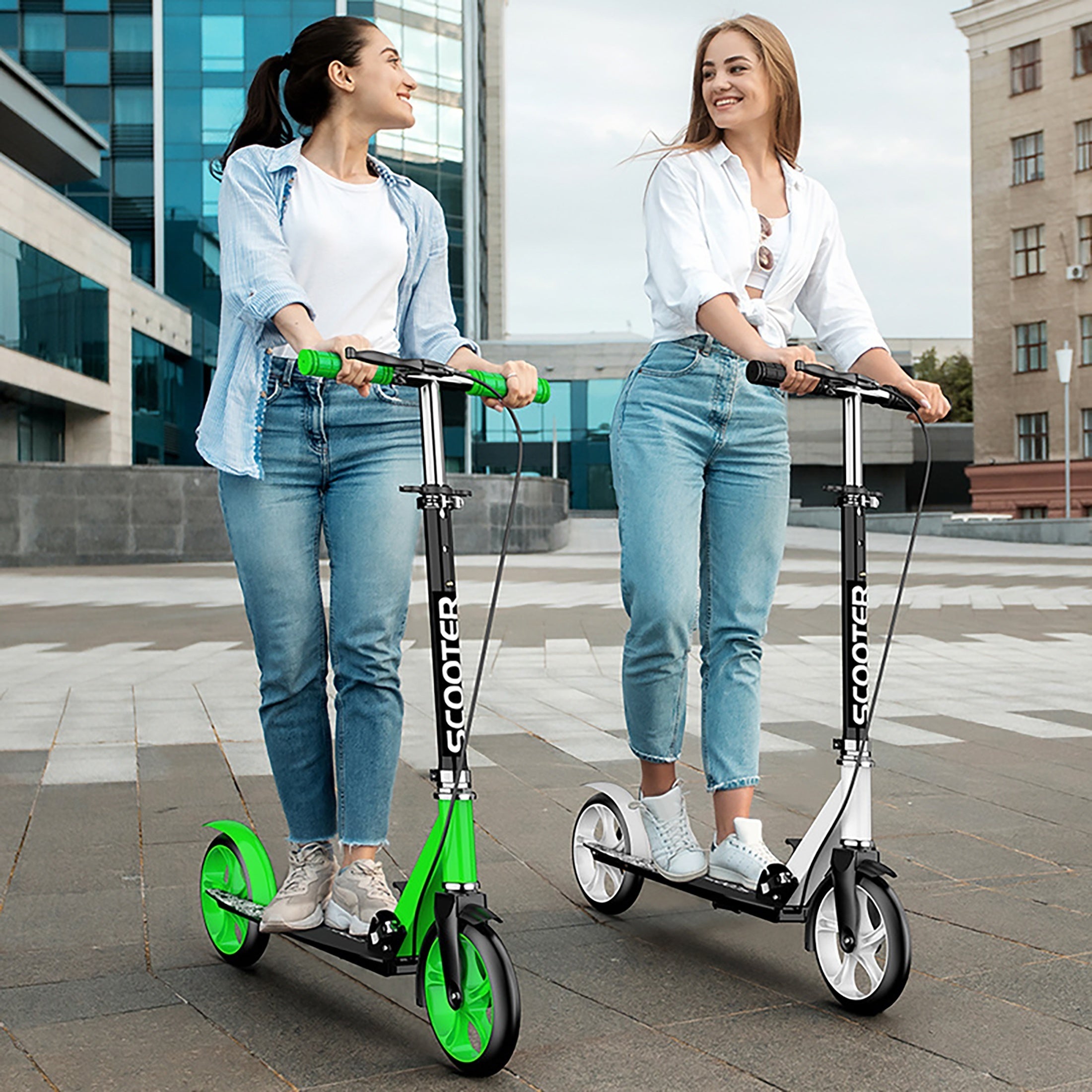 Foldable Two Wheeled Skateboard with Dual Brakes