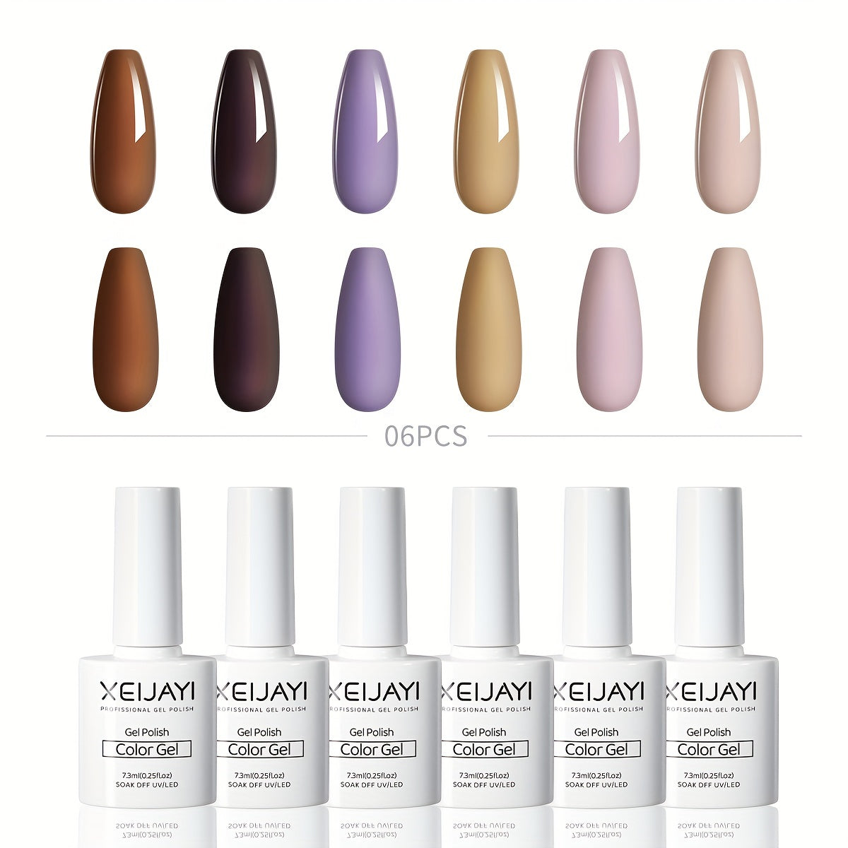 6 Colors Gel Nail Polish Starter Kit Nude Brown Purple Collection