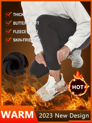 Women's Plush Lined Leggings With Pockets Thermal High Waist Yoga Pants