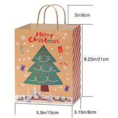 Christmas Gift Bag Set Large Medium Small 8 Paper Wrappers 8 Ribbon Bows