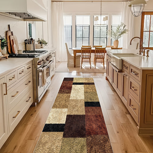 Geometric Runner Rug Soft Kitchen Mat Non Slip Washable Stair Carpet