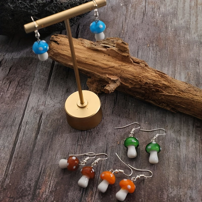 Vintage Gothic Mushroom Earrings Women Men