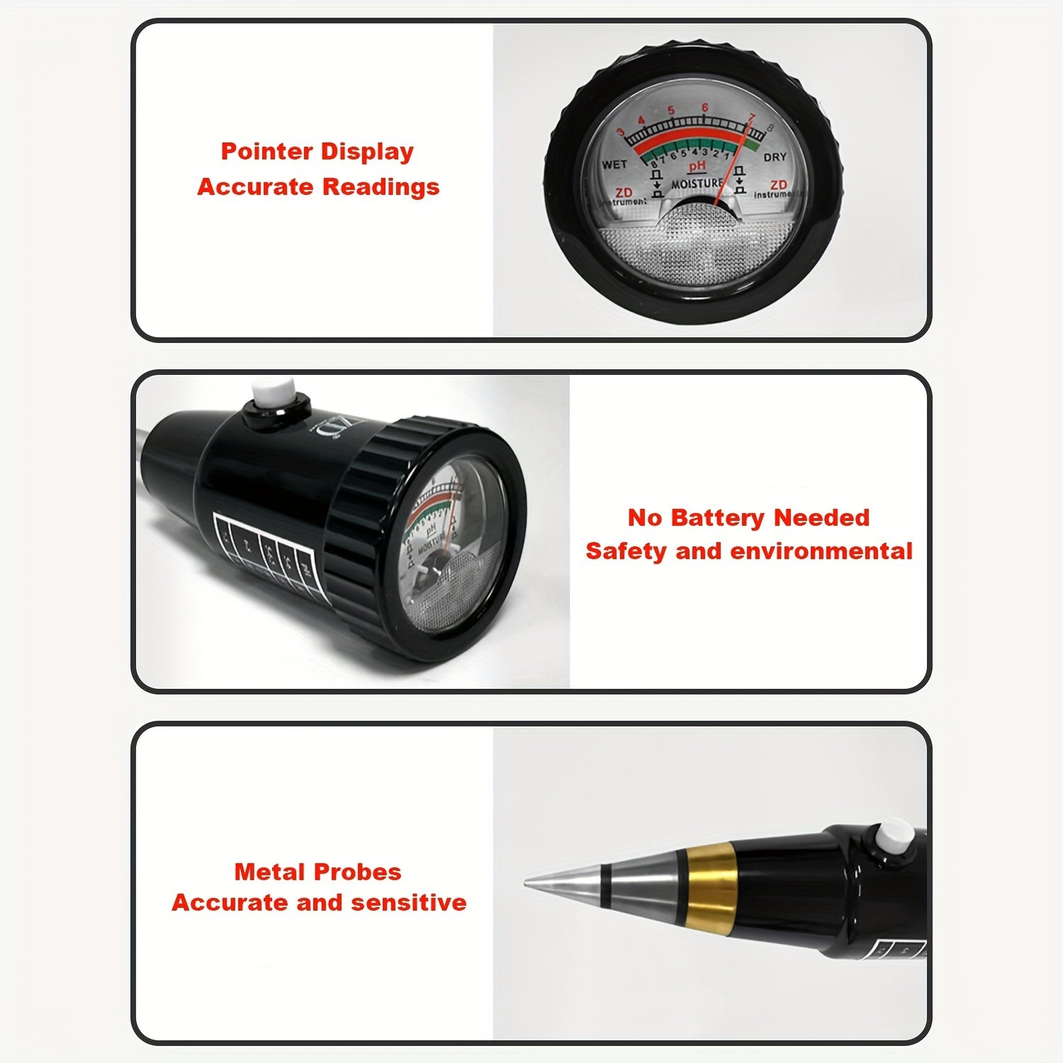 2-in-1 Soil PH Meter & Moisture Tester for Pot Plants