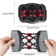 Beaded Decor Stretch Comb Double Clips Hair Styling Accessories