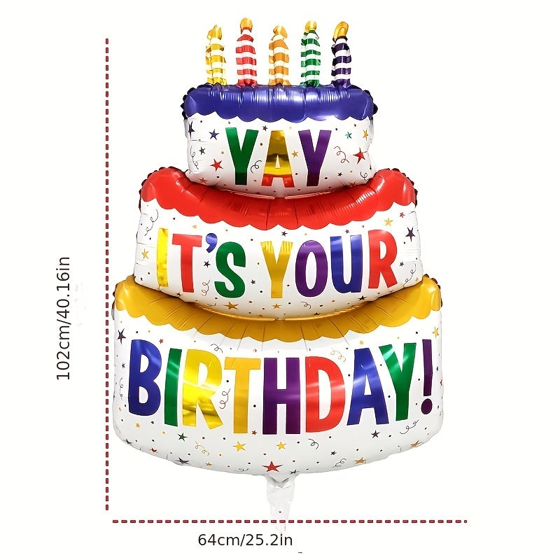 Large Birthday Candles Three Layers Cake Aluminum Film Balloons