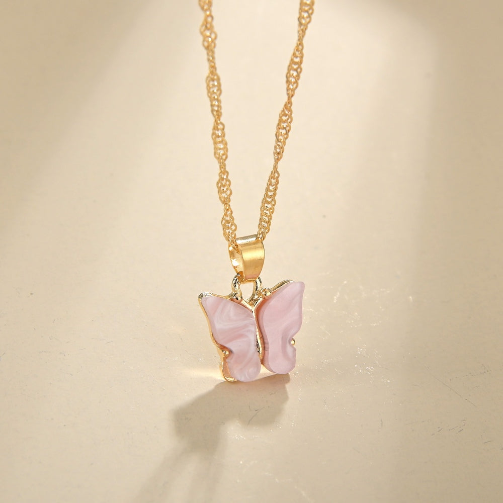 Butterfly Pendant Necklace Dainty Chain Neck Jewelry Birthday Gift