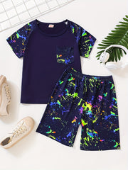 Boys Tie Dye T shirt Matching Shorts Kids Clothes Summer