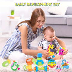 11pcs Baby Rattles Toys for 0-6 Months - Sensory Toy Set for Newborn Boy Girl