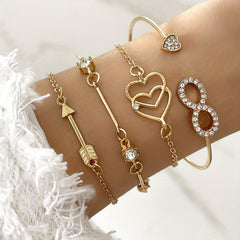 4 Pcs Boho Style Bangle Bracelets Set, Dainty Hand Jewelry Decor