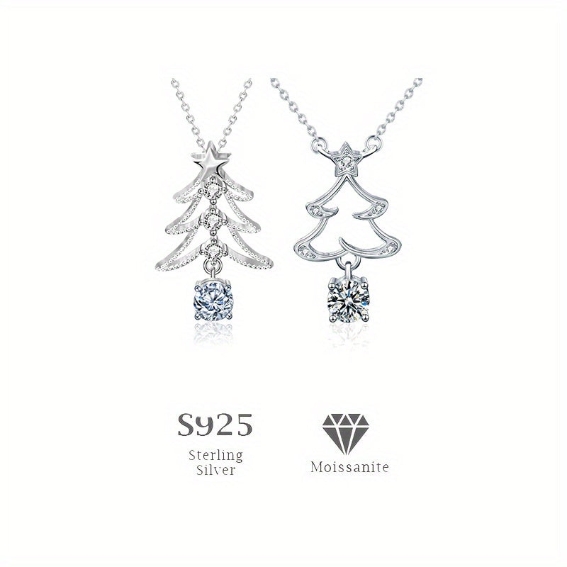 Christmas Gift Tree Pendant Necklace 925 Sterling Silver