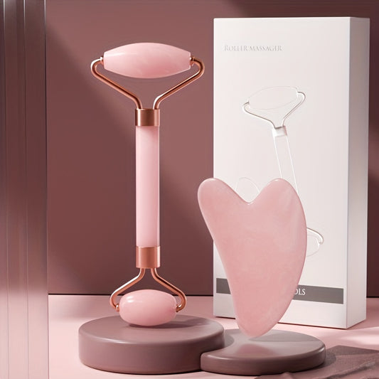 Facial Tools Set: Face Roller & Gua Sha for Skin Care & Self Care