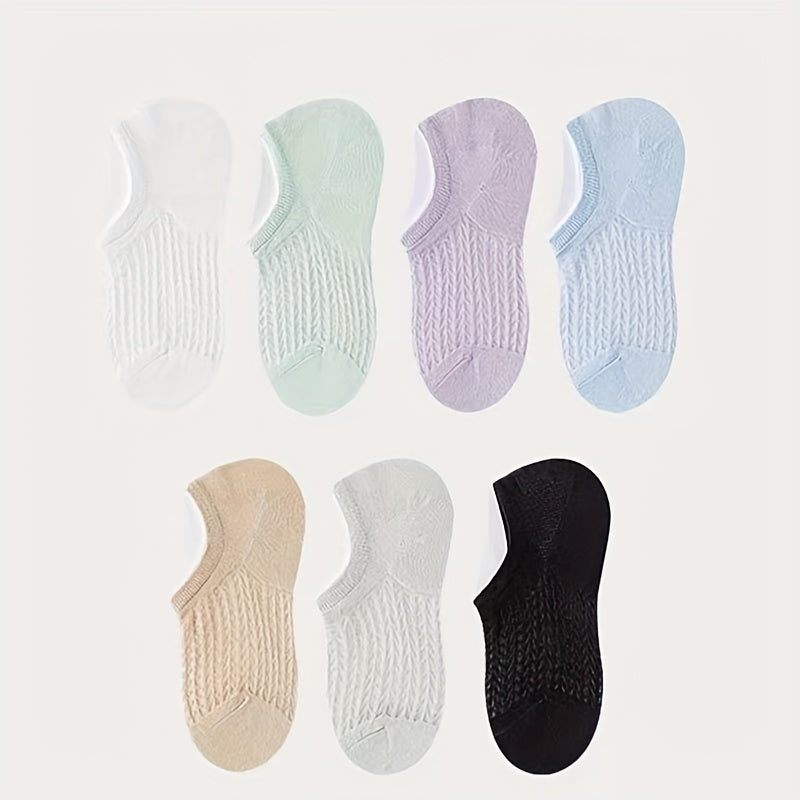7 Pairs Hollow Out Low Cut Ankle Socks Women's Stockings