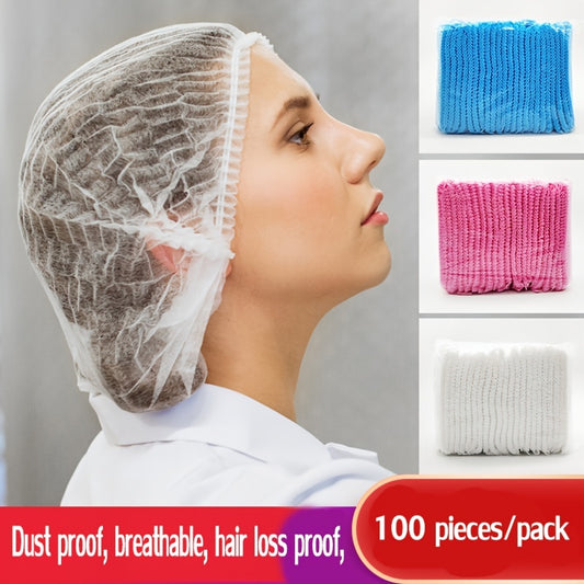 100pcs Disposable Chef Hat Non-woven Anti-hair Loss Net Cap