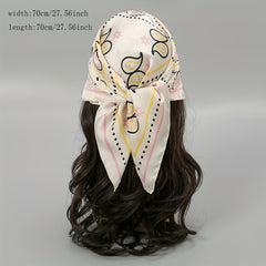 Geometric Paisley Print Bandana Square Scarf Satin Neckerchief